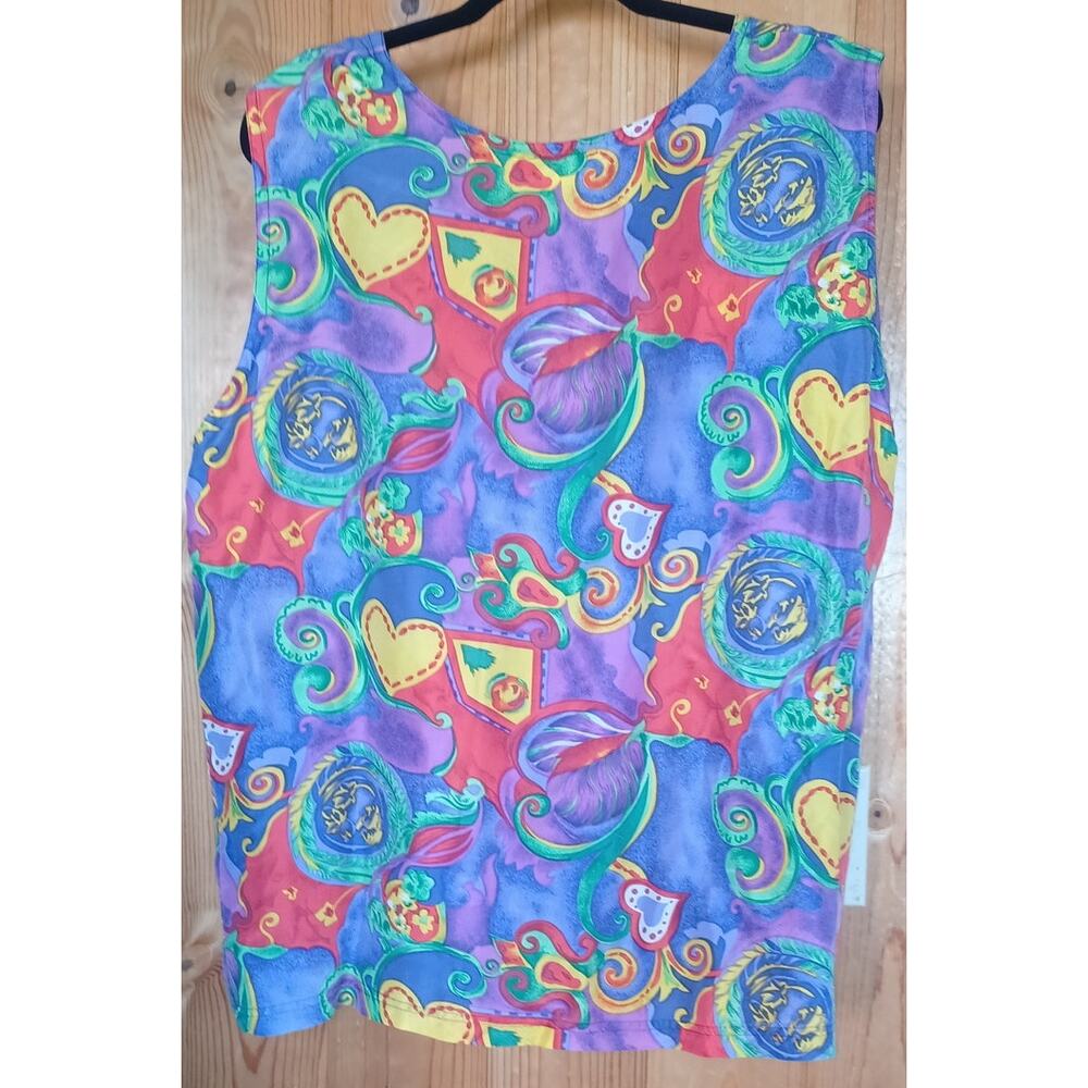 VTG Lauren Brooke Silk Blouse Women's 22W Colorful Abstract Design Artsy Boho - Picture 4 of 7